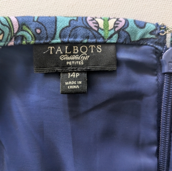 Talbots women's Blue PASLEY Abstract BOHEMIAN Print Mini Skirt Size 14P - Picture 7 of 10